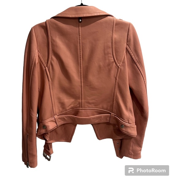 Mackage Hania Leather Moto Jacket in Peach- Womens XS - Picture 2 of 5